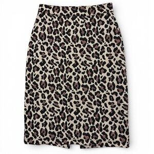 Maeve Anthropologie Pencil Skirt Womens XS Leopard Print Career Stretch Zip Work